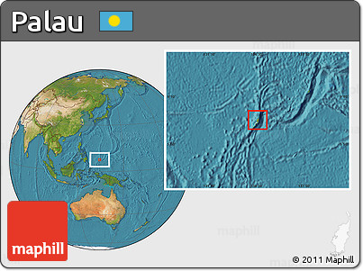 Physical Location Map of Palau, satellite outside