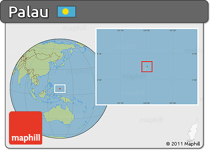 Physical Location Map of Palau, savanna style outside