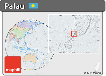 Political Location Map of Palau, lighten