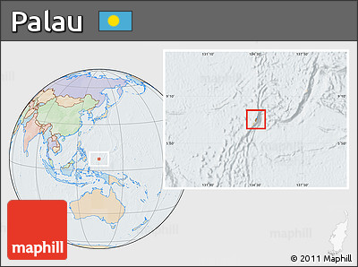 Political Location Map of Palau, lighten