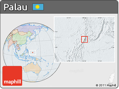 Political Location Map of Palau, lighten