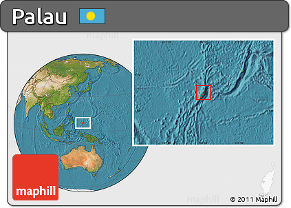 Satellite Location Map of Palau