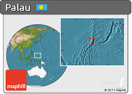 Satellite Location Map of Palau, highlighted continent
