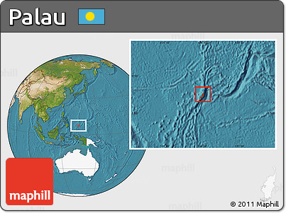 Satellite Location Map of Palau, highlighted continent
