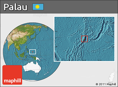 Satellite Location Map of Palau, highlighted continent
