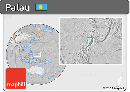 Satellite Location Map of Palau, lighten, desaturated