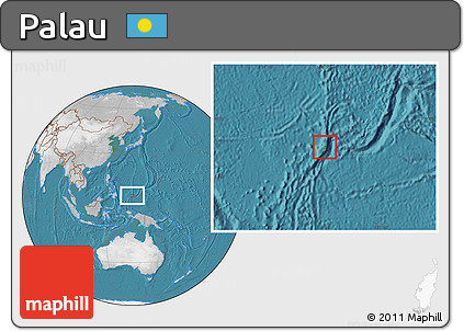 Satellite Location Map of Palau, lighten, desaturated, land only