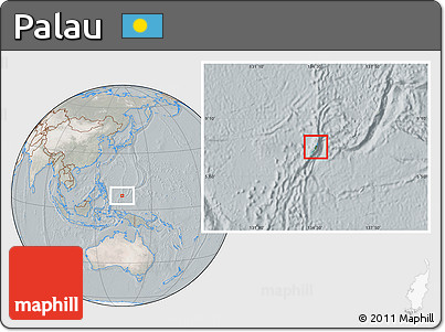 Satellite Location Map of Palau, lighten, semi-desaturated