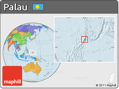 Satellite Location Map of Palau, political outside