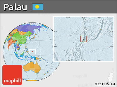 Satellite Location Map of Palau, political outside
