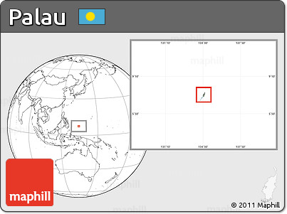 Savanna Style Location Map of Palau, blank outside, hill shading inside
