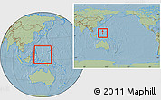 Savanna Style Location Map of Palau, within the entire continent, hill shading