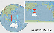 Savanna Style Location Map of Palau, highlighted continent, within the entire continent, hill shading