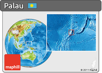 Savanna Style Location Map of Palau, physical outside, hill shading