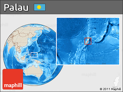 Shaded Relief Location Map of Palau