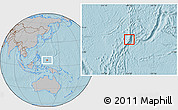 Shaded Relief Location Map of Palau, gray outside, hill shading