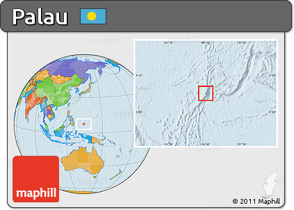 Shaded Relief Location Map of Palau, political outside