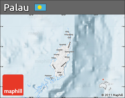 Classic Style Map of Palau, single color outside