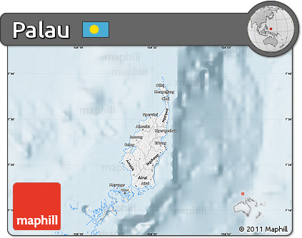 Gray Map of Palau, single color outside