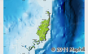 Physical Map of Palau, darken, desaturated, land only