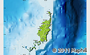 Physical Map of Palau, darken, semi-desaturated, land only