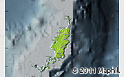Physical Map of Palau, darken, semi-desaturated