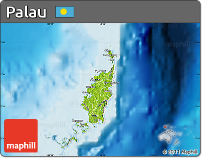 Physical Map of Palau, shaded relief outside