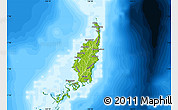 Physical Map of Palau, single color outside, bathymetry sea