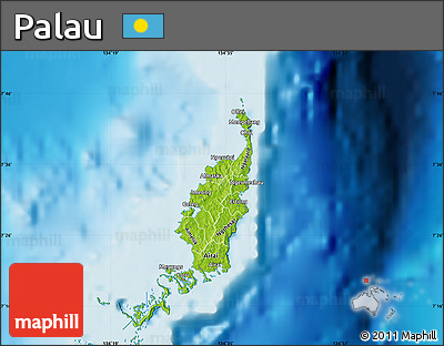 Physical Map of Palau, single color outside