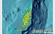 Physical Map of Palau, single color outside, satellite sea