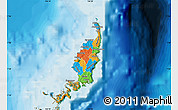 Political Map of Palau, satellite outside, bathymetry sea