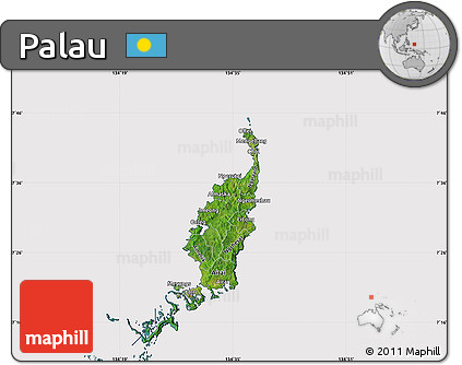 Satellite Map of Palau, cropped outside