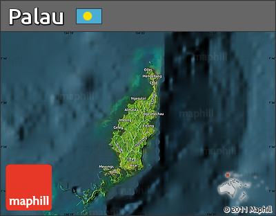 Satellite Map of Palau, darken