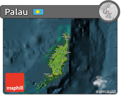 Satellite Map of Palau, darken