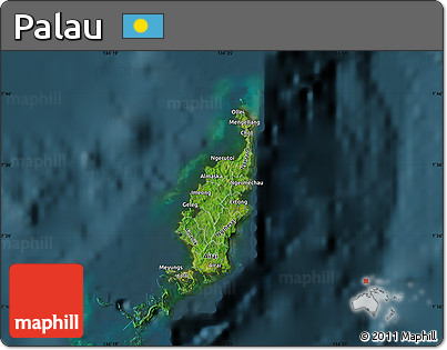 Satellite Map of Palau, darken