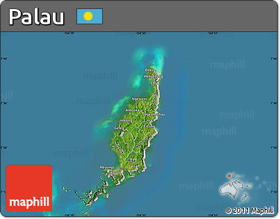 Satellite Map of Palau, lighten, desaturated, land only