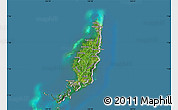 Satellite Map of Palau, lighten, desaturated, land only