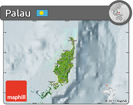 Satellite Map of Palau, lighten