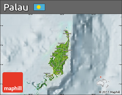Satellite Map of Palau, lighten