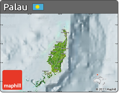 Satellite Map of Palau, lighten