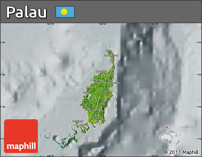 Satellite Map of Palau, lighten, semi-desaturated