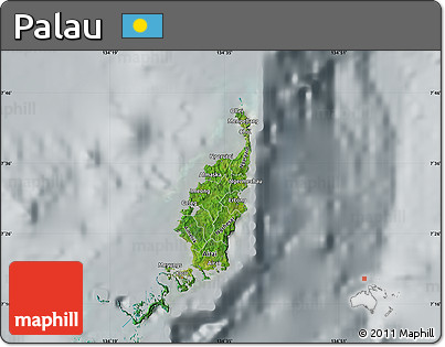 Satellite Map of Palau, lighten, semi-desaturated