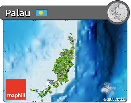 Satellite Map of Palau, physical outside