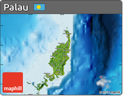 Satellite Map of Palau, physical outside