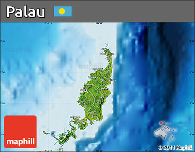 Satellite Map of Palau, physical outside