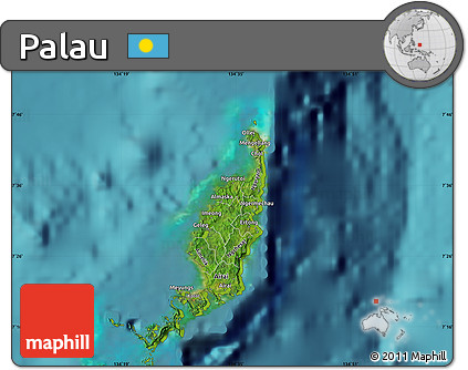 Satellite Map of Palau, physical outside, satellite sea