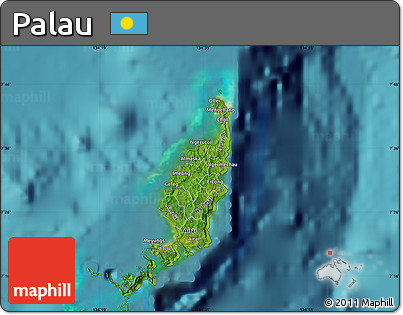 Satellite Map of Palau, physical outside, satellite sea
