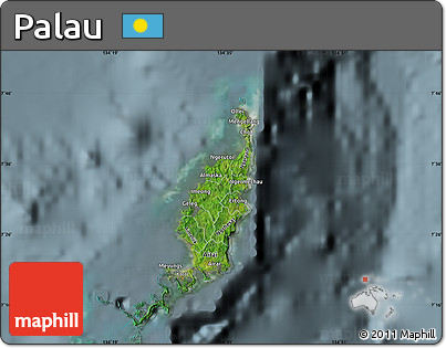 Satellite Map of Palau, semi-desaturated
