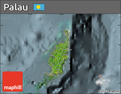 Satellite Map of Palau, semi-desaturated