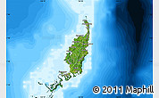 Satellite Map of Palau, single color outside, bathymetry sea